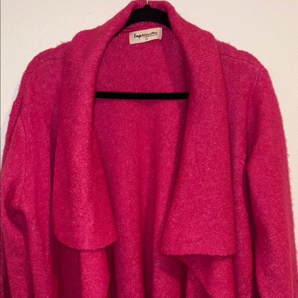 Impressions Hot Pink Cardigan FALL RETREAT CARDIGAN IN HOT PINK S/M - Picture 8 of 10